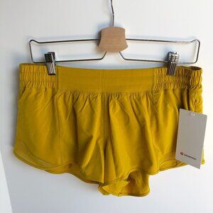 Lululemon Activewear Hotty Hot LR Short 2.5" Lined Gold Size 12 NWT